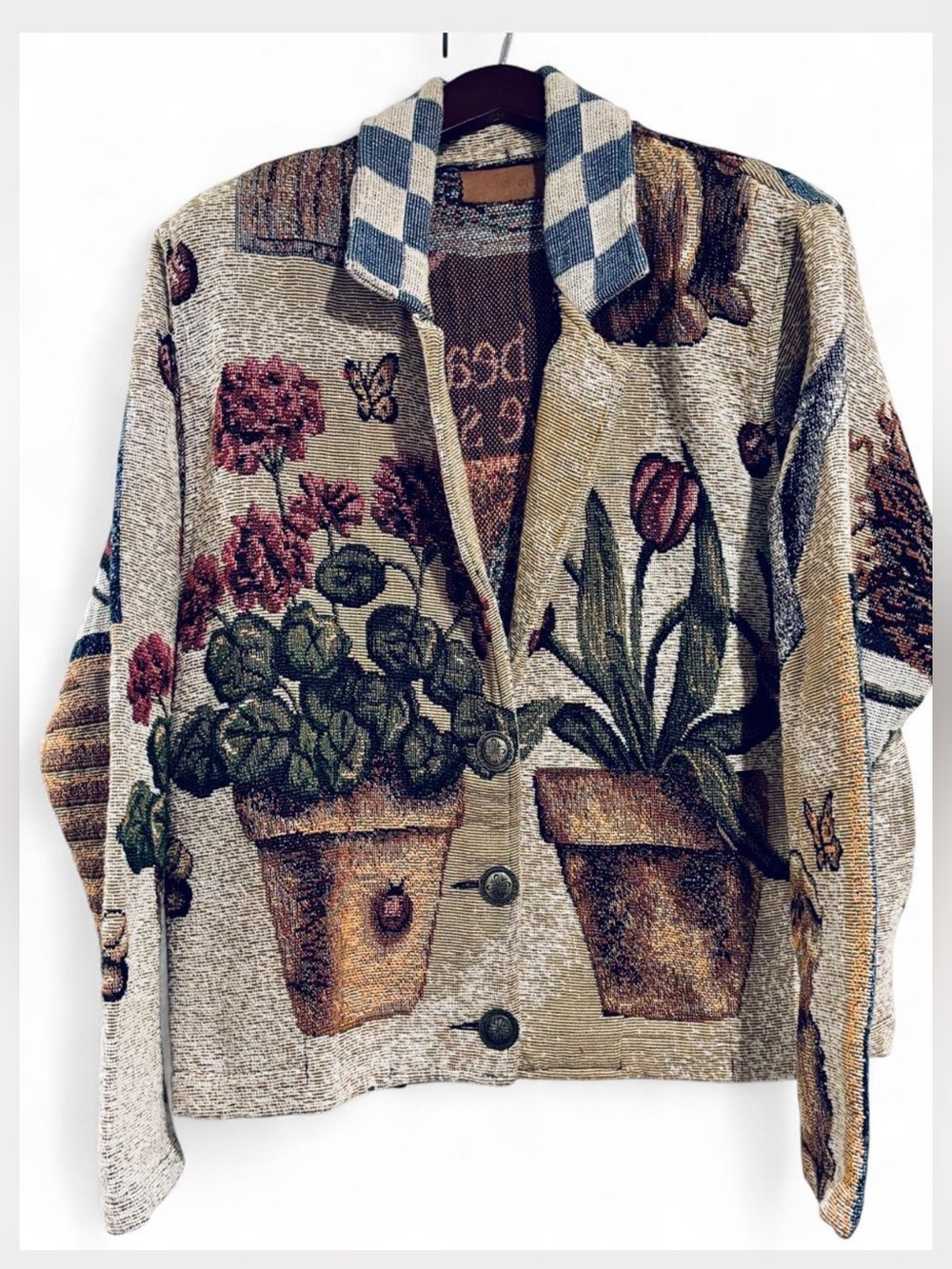 Vintage Sugar Street Weavers Botanical Nature Pattern Blazer Will Fit XL-1X